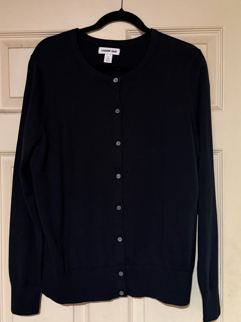 Lands' End Women’s Cotton Crewneck Sweater in Black